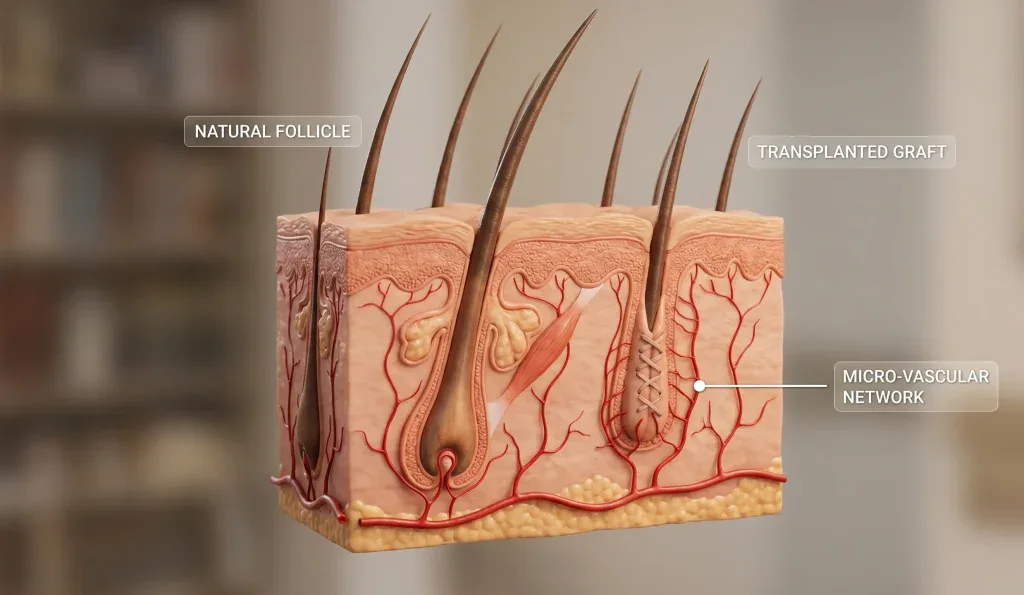 modello 3d realistico sezione trasversale del follicolo del cuoio capelluto
