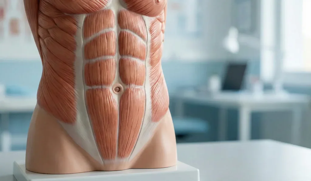 anatomical model abdominal muscles navel
