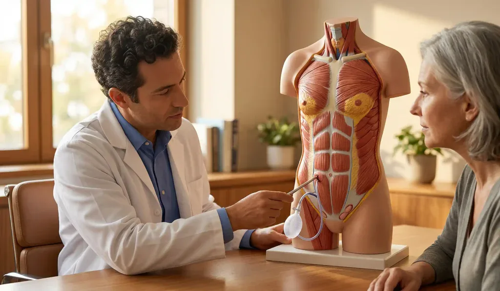 anatomisches Modell Bauchdeckenstraffung Drainenerklärung