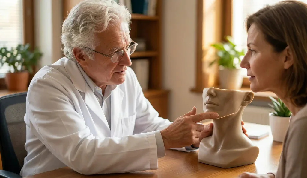 chin liposuction anatomical model consultation