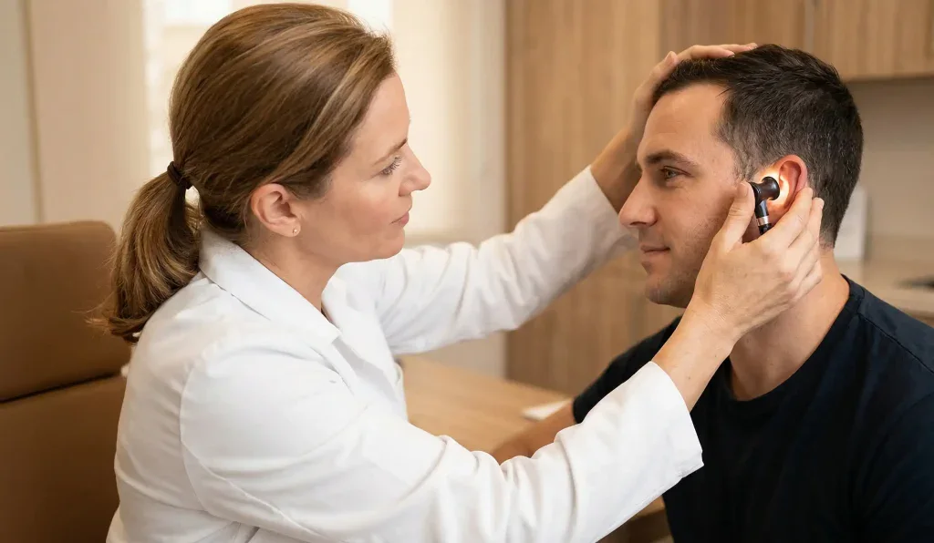 doctor patient otoplasty ear examination