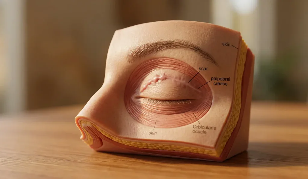 anatomik model blefaroplasti izinin düzleşme süreci