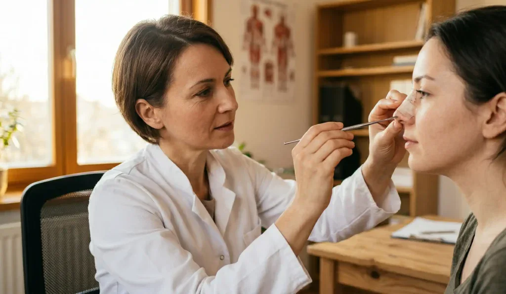 examinare de follow-up după rinoplastie - reflexul de strănut