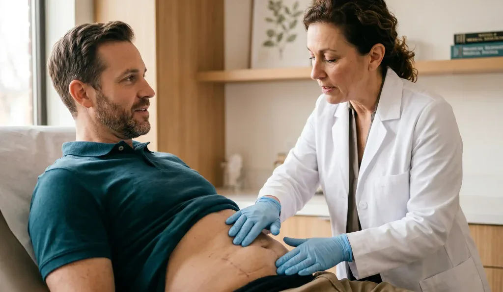 doctor palparează abdomenul examinare clinică