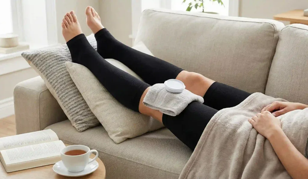 leg liposuction recovery resting elevated legs compression stockings
