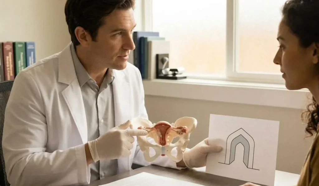 doctor demonstrating natural birth