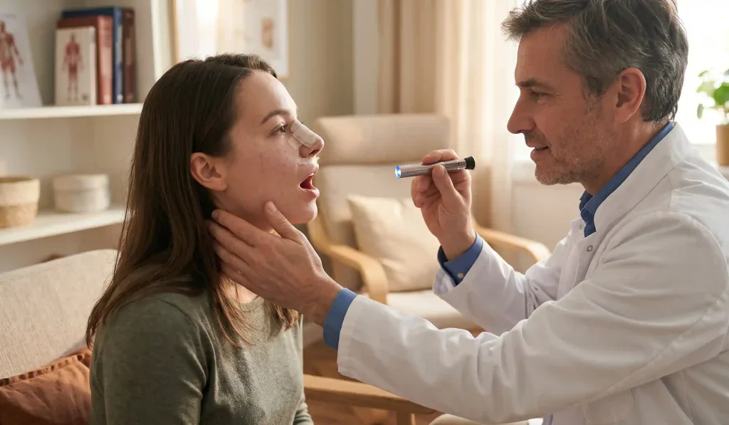 clinic examination rhinoplasty throat check