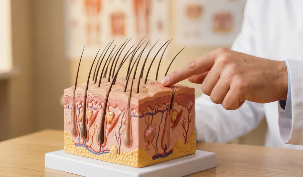 modello anatomico di trapianto di capelli con trasferimento follicolare
