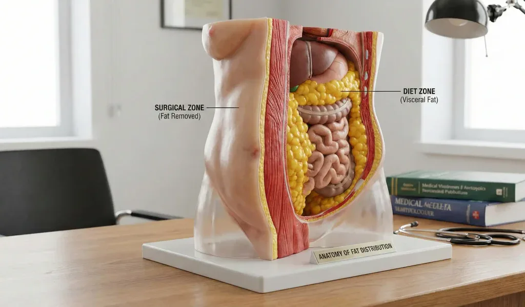 Anatomisches Modell, das chirurgische vs. Di&auml;tzonen visualisiert