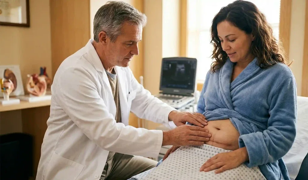 klinische Untersuchung Bauchdeckenstraffung Serom Kontrolle