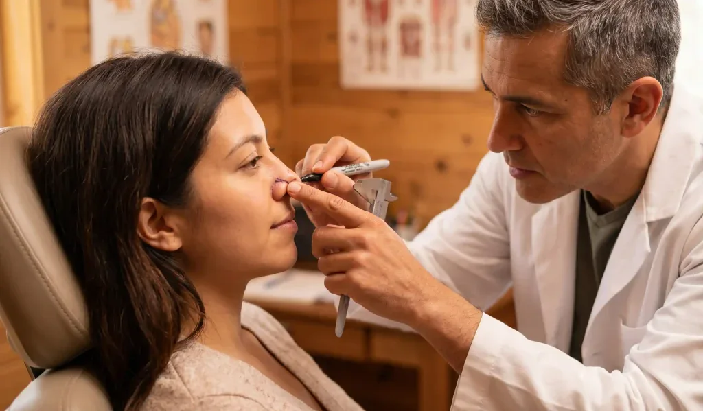 alarplasty klinische Untersuchung Arzt Patient Markierung
