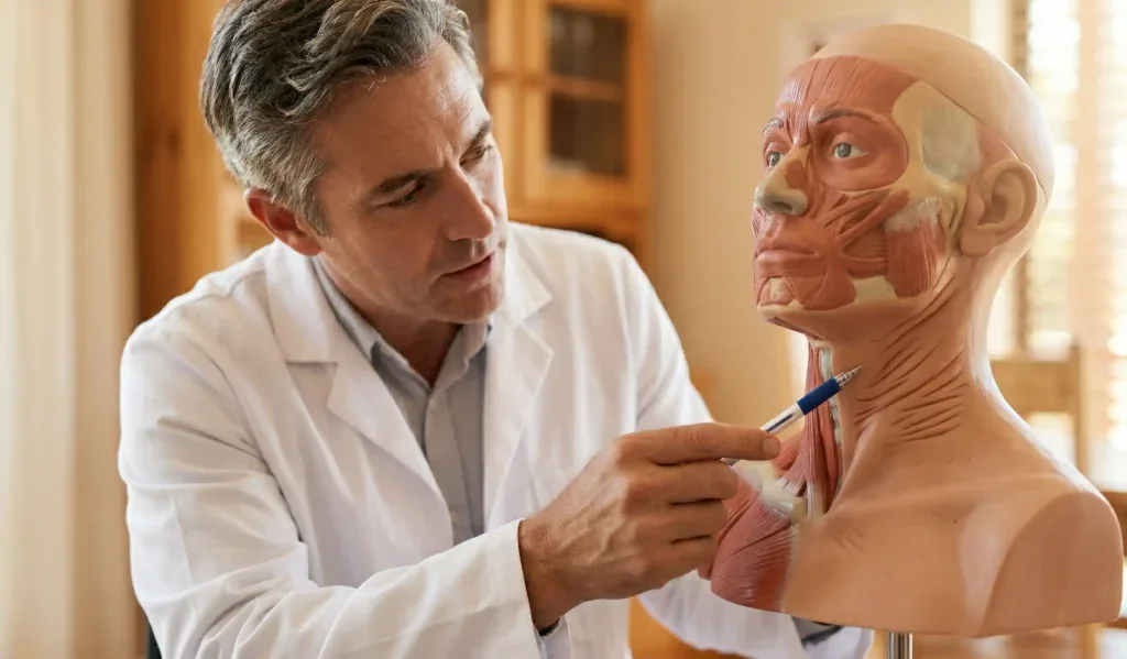 esame anatomico del collo con modello 3D