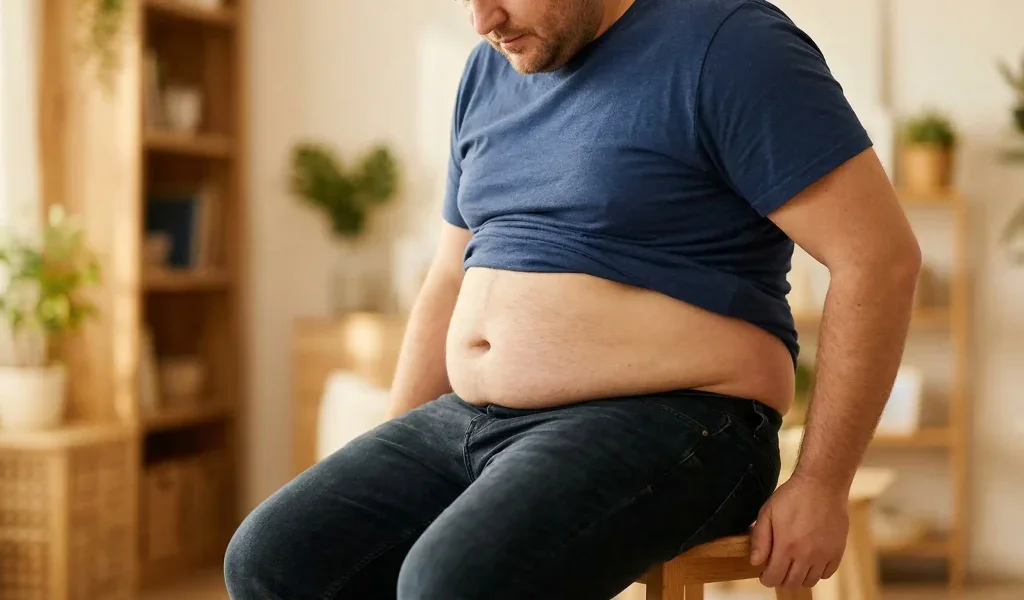 copertura naturale di un uomo obeso da dietro