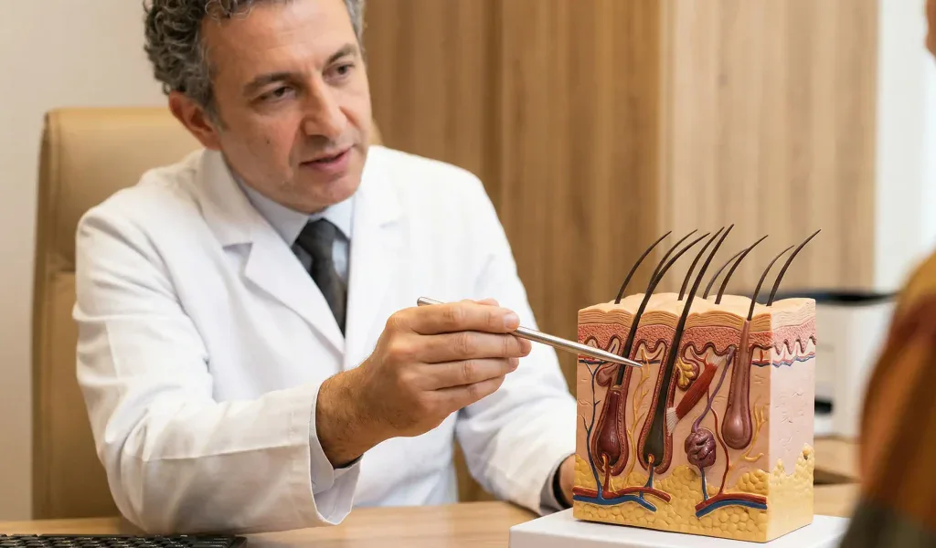 modello anatomico del follicolo pilifero e nutrizione