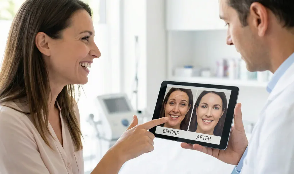 Patient vor und nach Botox-Behandlung