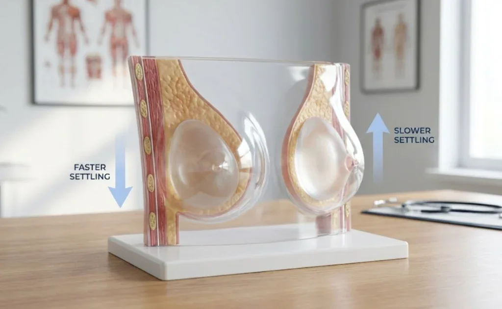 scatto clinico di un modello anatomico 3D pulito del seno