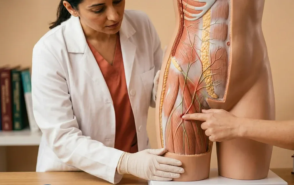 modello anatomico del sistema nervoso dopo liposuzione