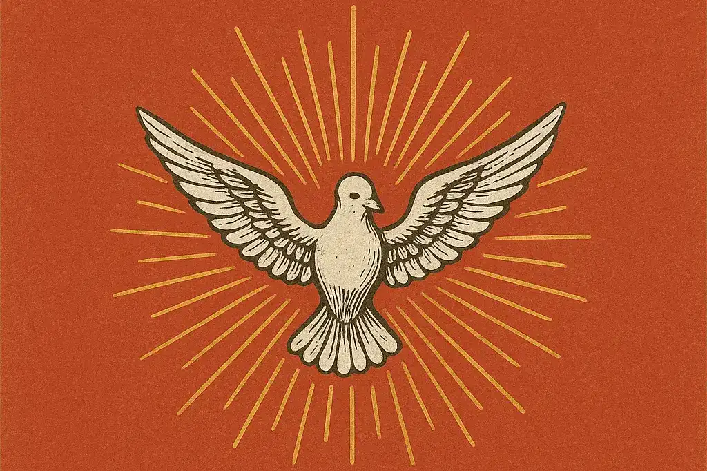 Imagen del Esp&iacute;ritu Santo interpretado por una paloma blanca con las alas abiertas