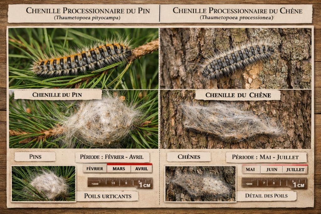 Differencier les chenilles processionnaires du pin et chenille processionnaire du chene 1024x683 - J&rsquo;ai des chenilles processionnaires dans mon jardin : le guide complet