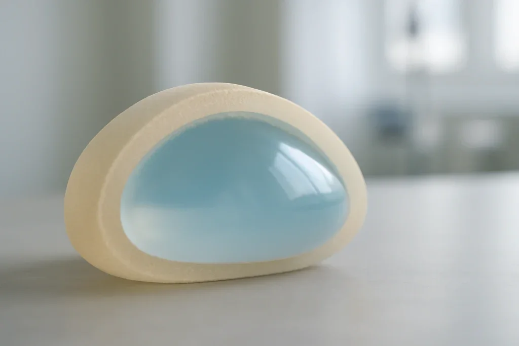 a silicone breast implant