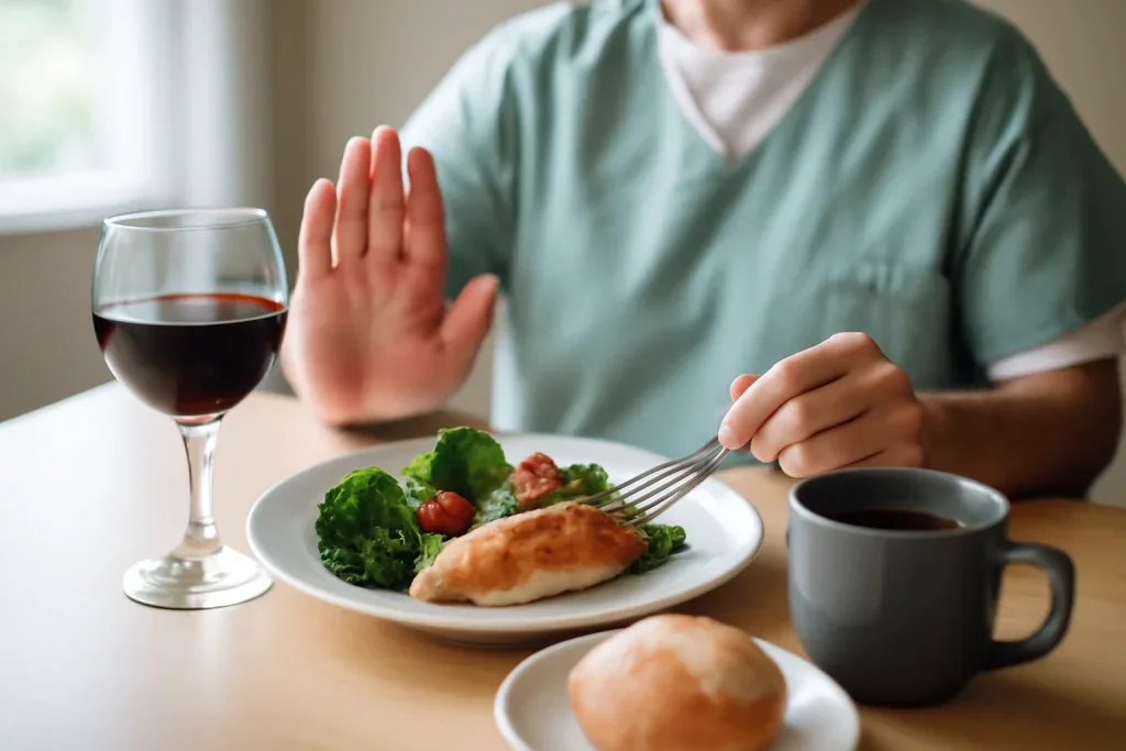 alimente colorate &icirc;nchis, precum cafea și vin