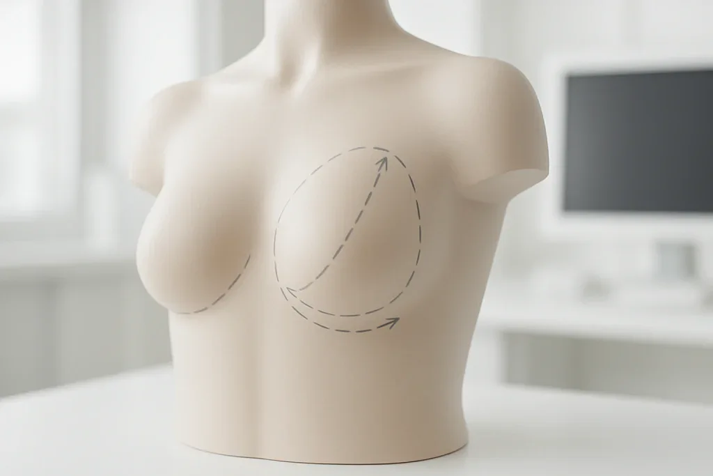 Model tors care demonstrează conceptul de ridicare a sânilor