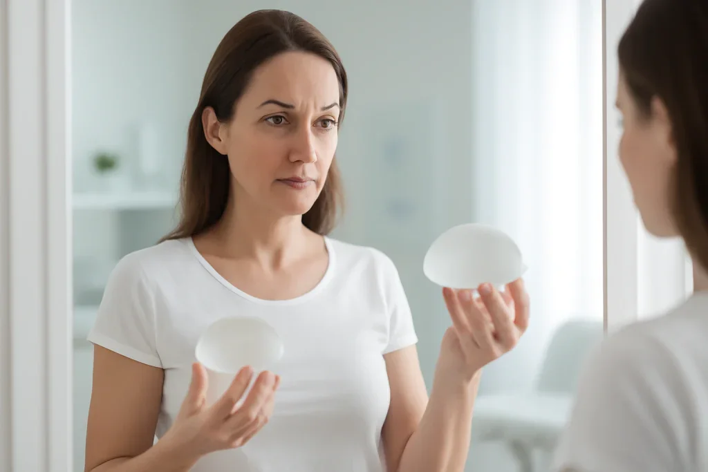 two different sizes of breast implants