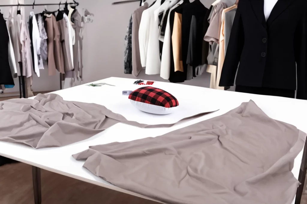 Tailors Ham on a table inside a fashion studio