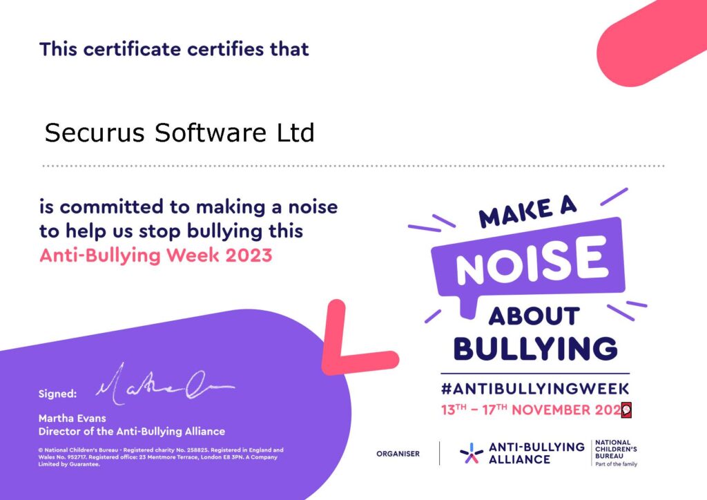 Anti Bullying Week Supporter 2023 Securus Software