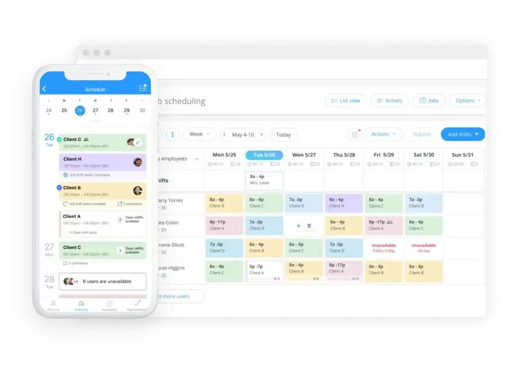 Digital scheduling app on smartphone and desktop for efficient time management and productivity.