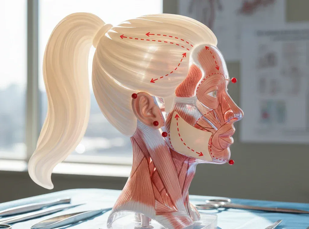 Modelldemonstration eines Ponytail-Facelifts