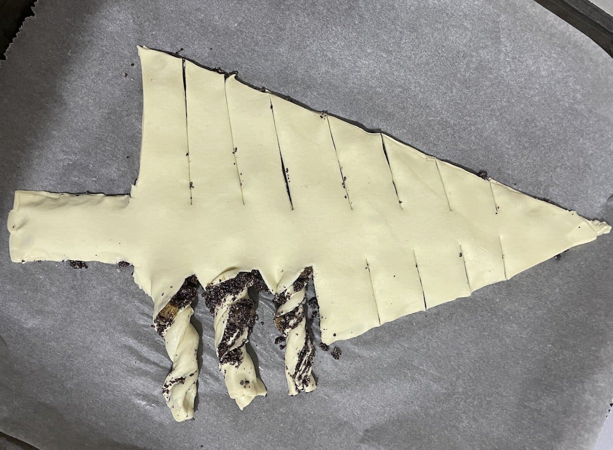 Make horizontal cuts and roll them.