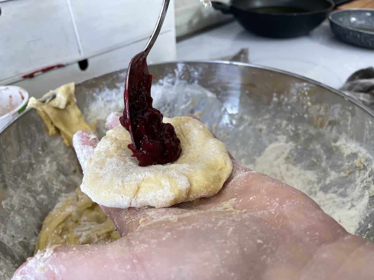 Add jam in the center.