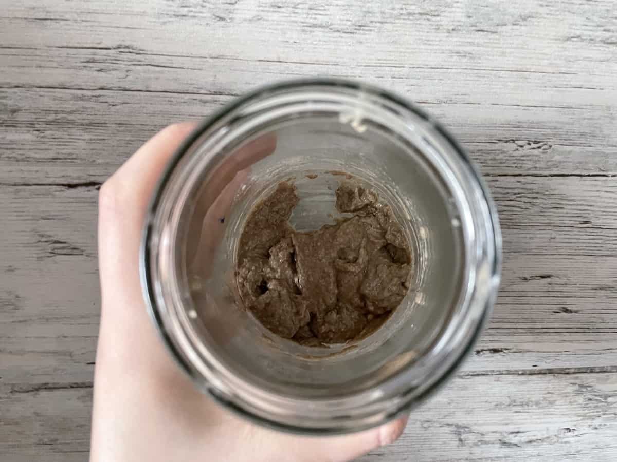 Zakwas zytni in a glass jar.