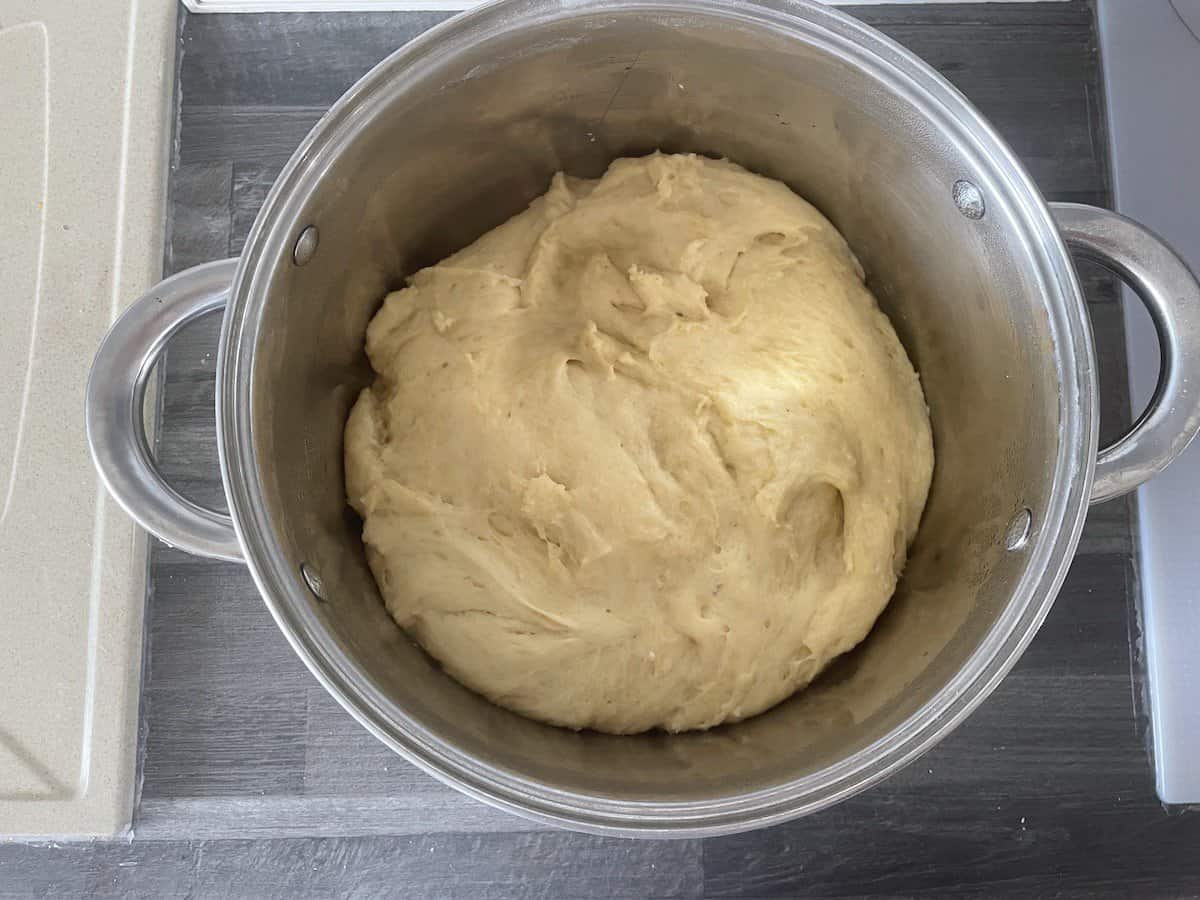 Keep the dough in a bowl.