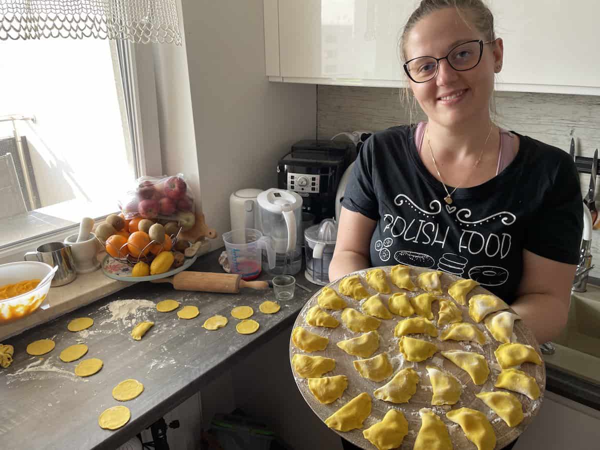 Finish all the dough and filling for pumpkin pierogi
