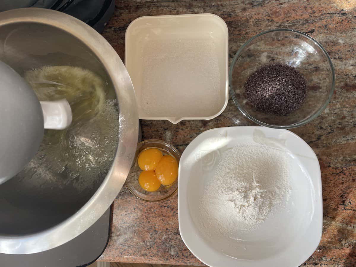 The ingredients for Polish poppy seed cookies.