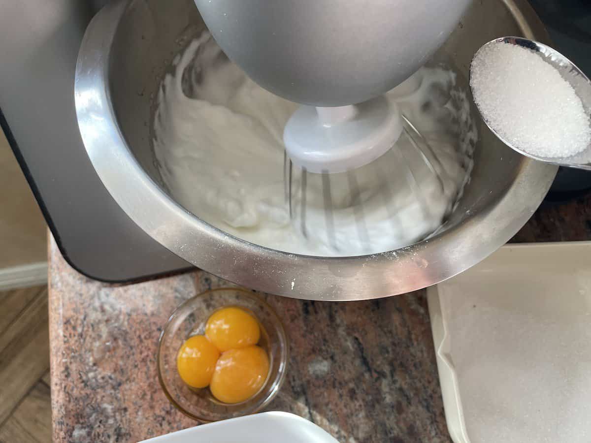 Beat the egg whites.