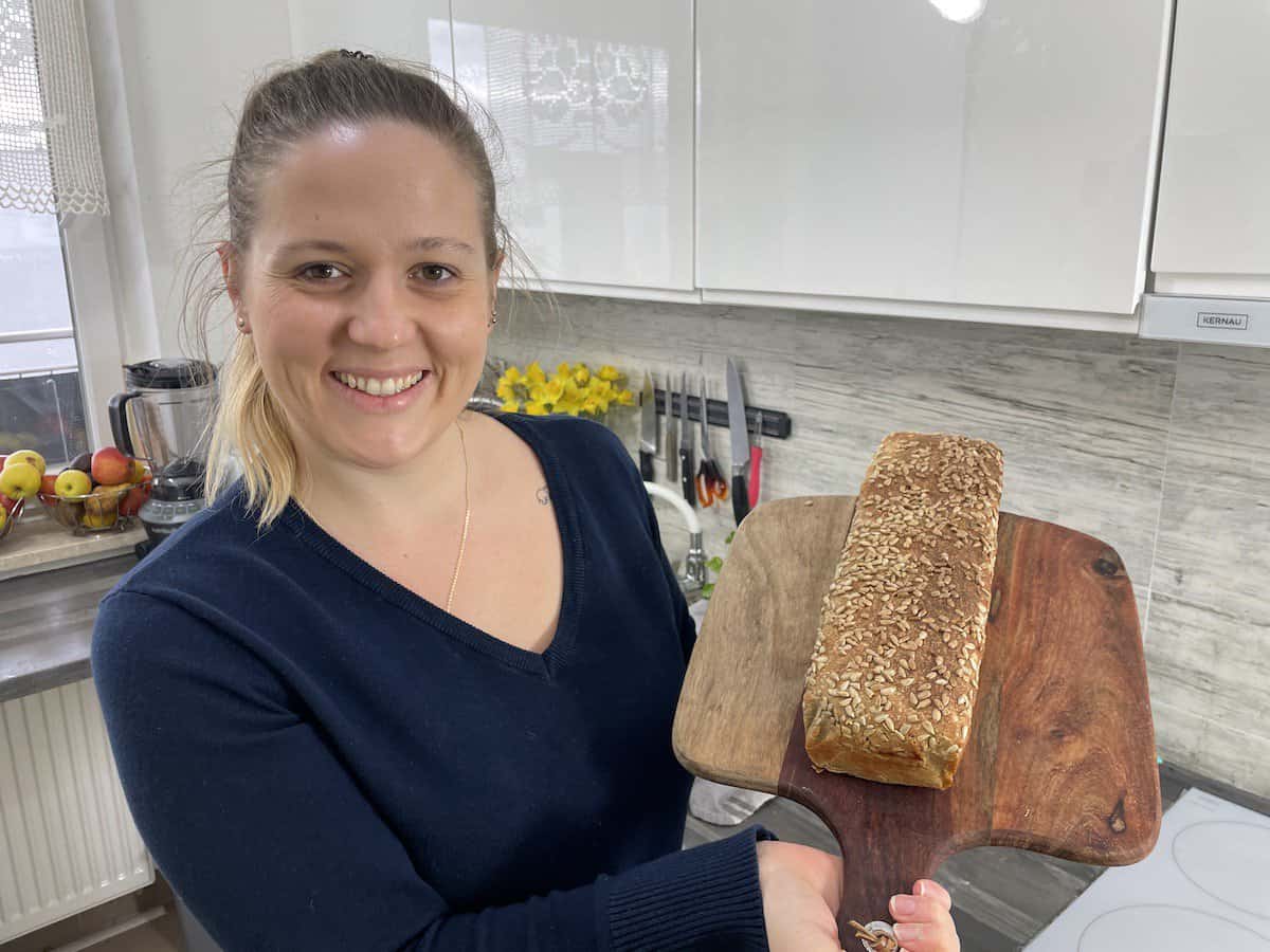 Perfectly baked Polish sunflower seed bread.