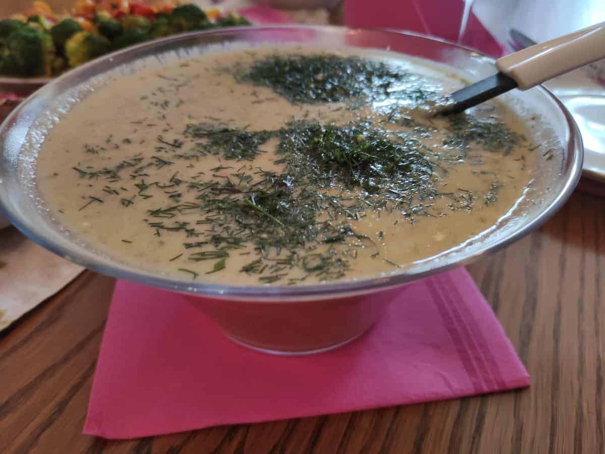 Creamy Polish cucumber soup.