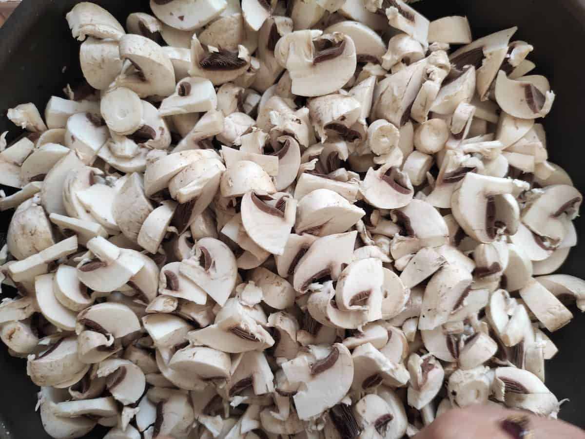 Chopped mushrooms. 