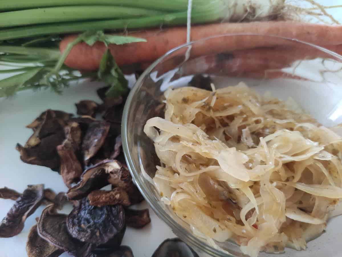 Ingredients for veg kapusniak soup.