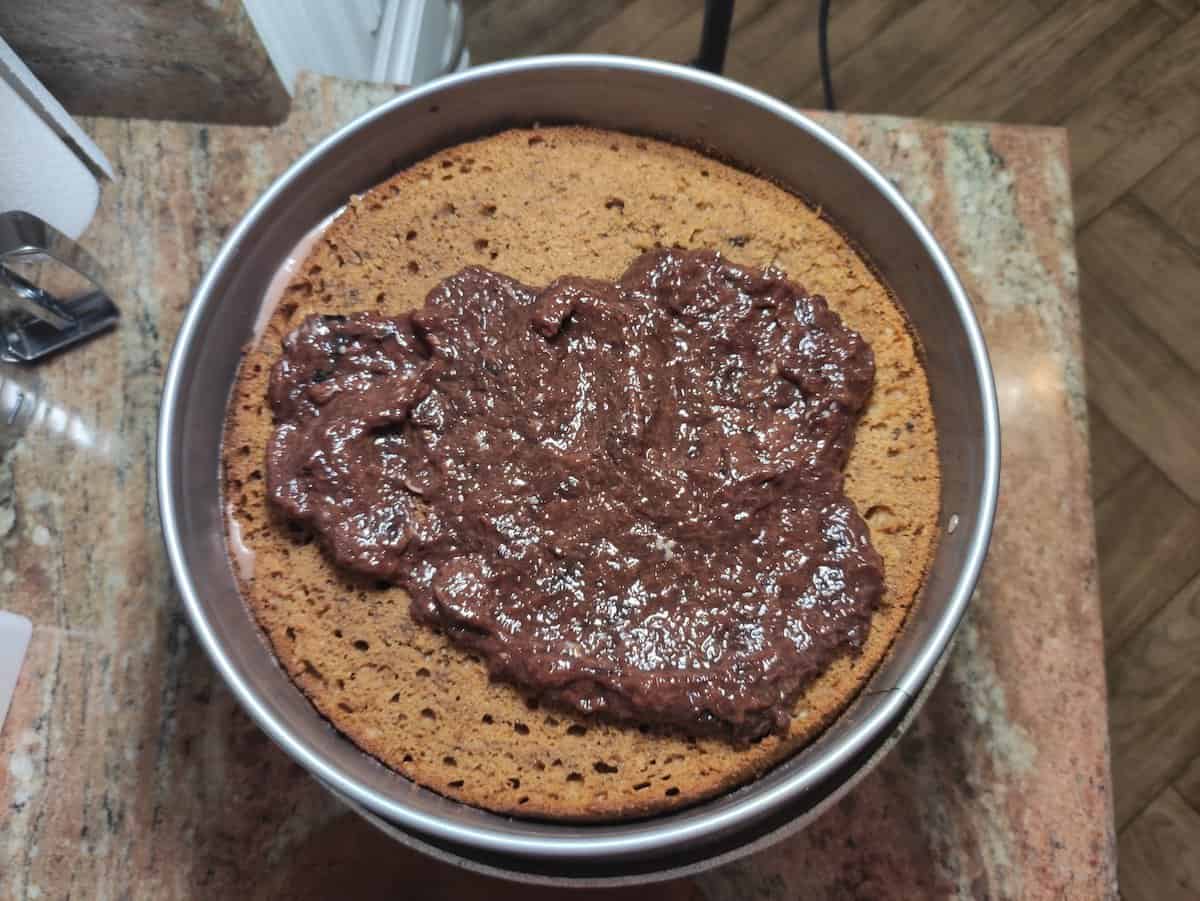 Add the chocolate glaze for the Polish tea cake.