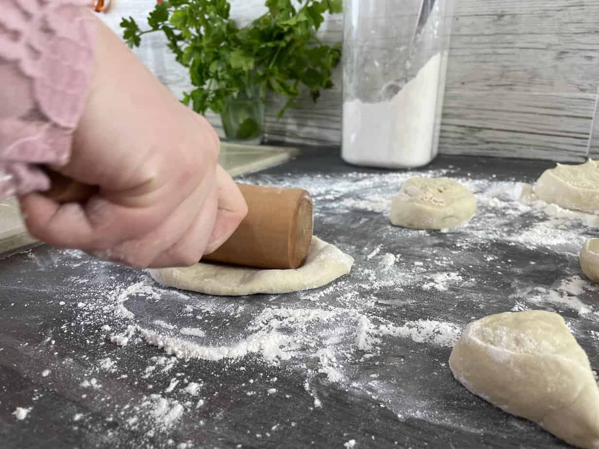 Form the Polish onion rolls