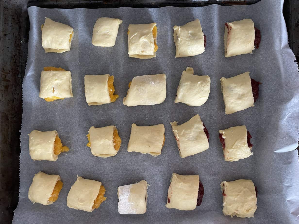 Place the cookies on to a baking tray.