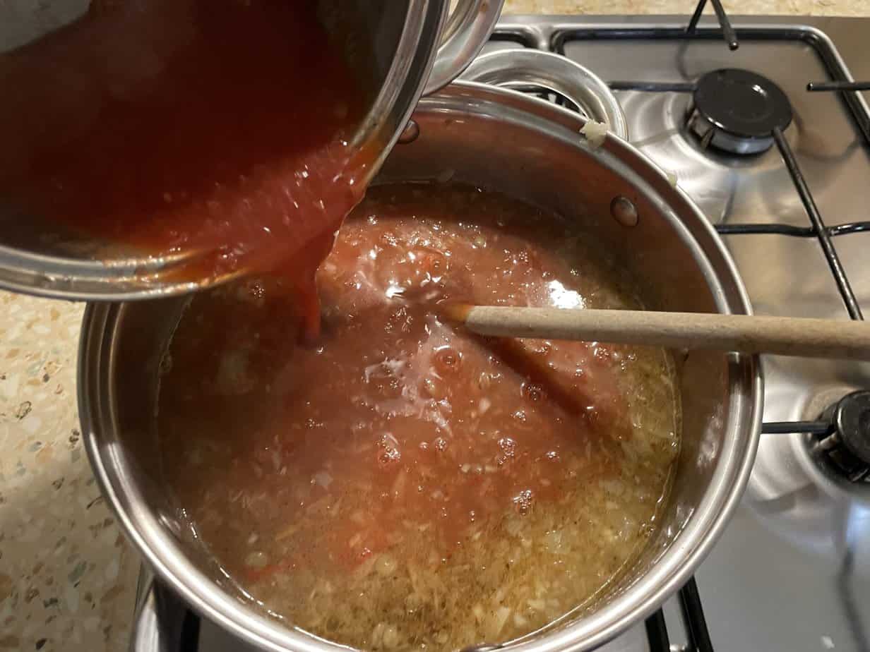 Add in the tomatoes.