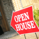 Open house sign outside a home for sale in North Dakota
