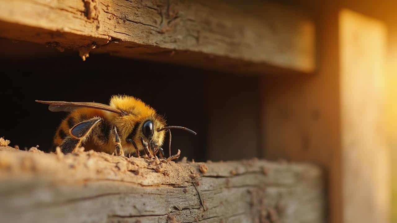 abeille sur tronc d arbre 4757 - repulsif abeille charpentiere