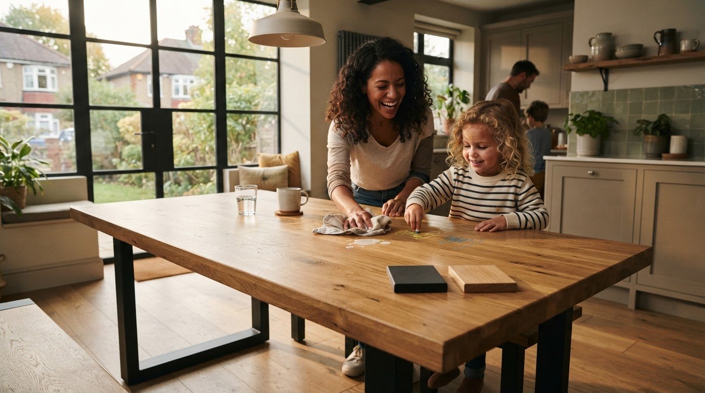 How to choose a child-proof finish for a kitchen table
