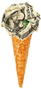 move-over-mr-musk-ice-cream-is-the-next-big-thing-featured-image-ice-cream-cone-with-dollar-bills-stuffed-into-it-frosted-fusions
